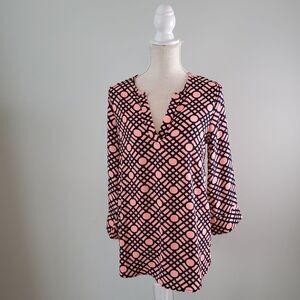 PEACH LOVE CALIFORNIA NECK WOMEN'S SHIRT SIZE SMALL SUSANA PINK AND BLUE